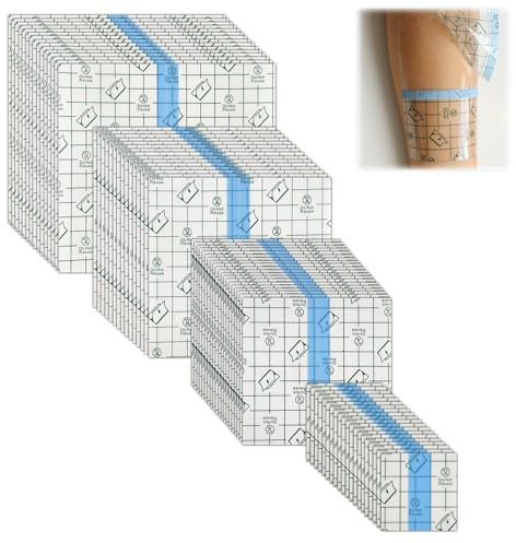 LUCKNIGHT 70 Pièces Bandage Transparent Imperméable, 15x15cm/12x12cm/10x10cm/5x5cm Pansement Tatouage, Pansement Waterproof, Seconde Peau Ruban, Pour Douches, Sport, Protéger Tatouage