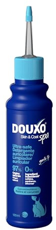 DOUXO® Skin & Coat SPA - Limpiador de Orejas para Perros y Gatos Ultra-Safe, 120 ml, disuelve Suavemente la Cera, fórmula Compatible con la Piel.