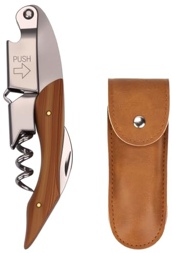 3-in-1 Wine & Beer Opener – Stainless Steel Corkscrew with Foil Cutter & Bottle Opener | Includes PU Leather Case | Elegant Sommelier-Grade Wine Key