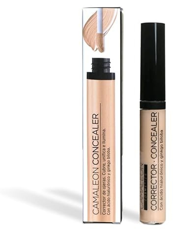 Camaleon Cosmetics - Corrector de Ojeras con Ácido Hialurónico y Ginkgo Biloba - Textura Cremosa - No Cuartea - 4 tonos disponibles: Light, Natural, Medium y Gold - vegano (Tono Natural)