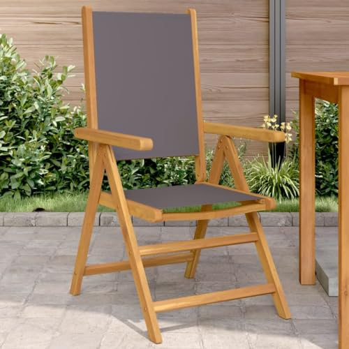 HaoChrymec Lot de 2 Chaises de Jardin, en Bois d'Acacia Massif avec Fonction Inclinable, Design Repliable, Confortable, Chaise Camping, Fauteuil Jardin Exterieur,Couleur Anthracite, 57 x 70 x 109 cm
