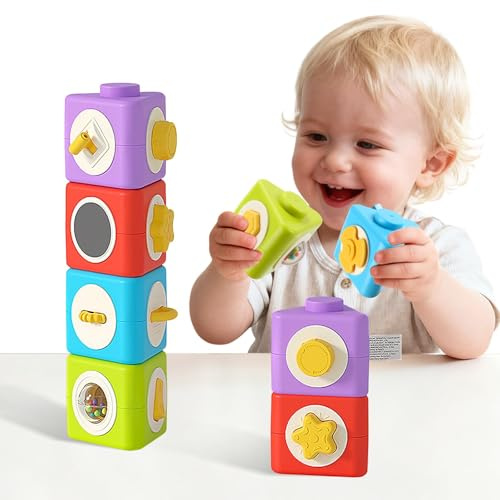 Joyvity Montessori Toys for 1 Year Old, Activity Cube Stacking Toy Blocks, Busy Board Sensory Toys for Toddlers, Baby Travel Toys Educational Learning Kids Birthday Gift for 1 2 3 Year Old Boy Girl