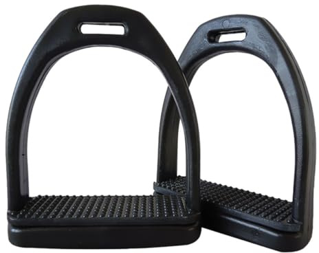 GALPADA Lot de 2 Étriers D'équitation Résistants à L'usure en Plastique Noir, Structure Simple, Montage et Démontage Faciles pour Selle de Cheval Sécurisée et Pratique