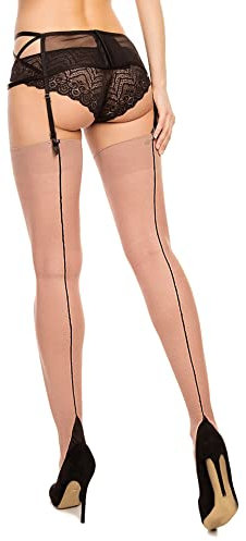 GLAMORY Delight 20 Strapsstrümpfe mit Naht-teint-schwarz-48-50