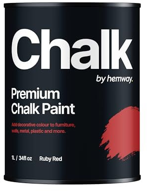 Hemway - Premium Chalk Paint - Ruby Red 1 L | Chalky Matt Shabby Chic Finish for Interior Furniture & Walls | Quick Dry & 1 Coat