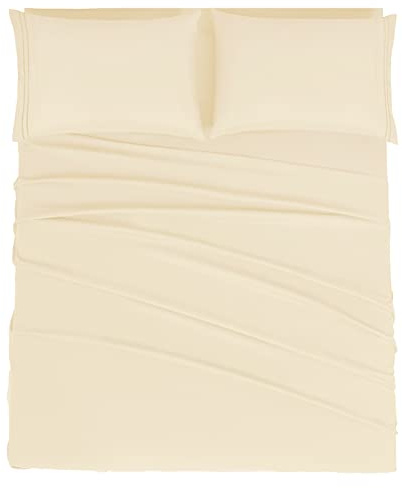 Mejoroom Set di lenzuola per letto matrimoniale, in morbida microfibra, lenzuolo con angoli con tasca profonda, traspirante, morbido, resistente alle pieghe e allo scolorimento, 4 pezzi (completo