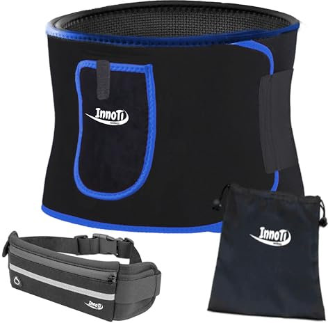 InnoTi Bauchweggürtel Damen und Herren – Bauchgürtel aus Neopren fürs Fitnessstudio und Training – Schwitzgürtel mit Sauna-Effekt BLAU L