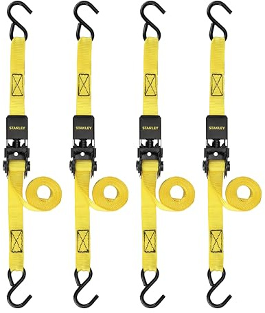STANLEY 1 x 10' x 900 lbs Light-Duty Ratchet Straps, 4-Pack