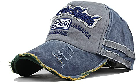 YULOONG Vintage basebollkeps i bomull, mode, tvättad denim, retro, sliten kant, solhatt, broderad truckerhatt, klassisk, sport, ledig, hip hop-keps, justerbar storlek för män och kvinnor