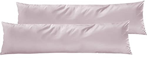 Pure Label 2er Set Mako Satin Seitenschläferkissen 40x145 cm aus Baumwolle in rosa - Traumhaft weicher Kissenbezug für Seitenschläfer passend zu unserer Bettwäsche Sets