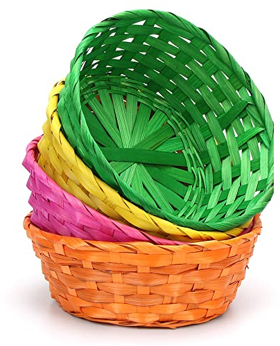 4 Cestino Pasquale,Colorate Cestini in Vimini,Cestini per Uova di Pasqua,Cesto Pasquale per Bambini,Cestini per Caccia ​Alle Uova di Pasqua,Cestini di Pasqua Artigianato Regalo la Decorazione Pasqua