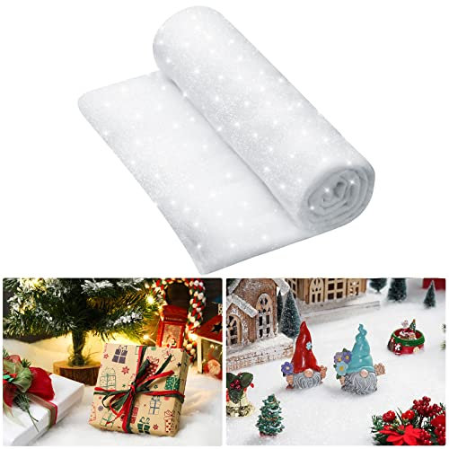 Hestya Rotolo di Coperta di Neve Natale per Decori Innevate Coperta di Natale Glitter Bianchi Decoro di Neve Finta Tappeto di Neve Artificiale Decoro Soffice di Neve Finta(1 Pacco,4,9 x 6,5 ft)