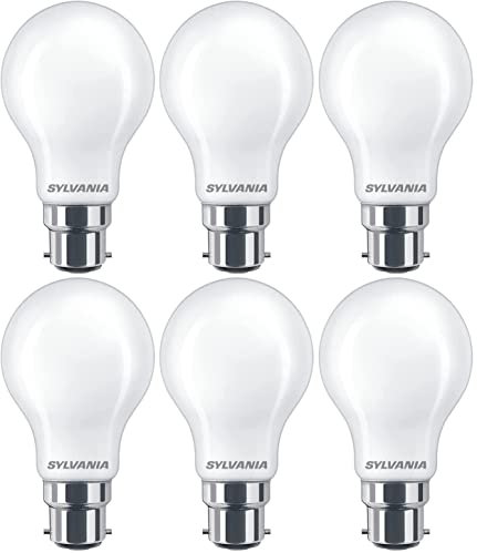SYLVANIA GLS Lot de 6 ampoules LED givrées à intensité variable, B22, 7 W, 806 lumens, blanc chaud 2700 K