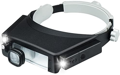 Headband Magnifier with Led light,Head Lamp Magnifying Glass1.5x 3x 6x 8x Jeweler Loupe for Close,Work,Repair,Crafts Hobbies