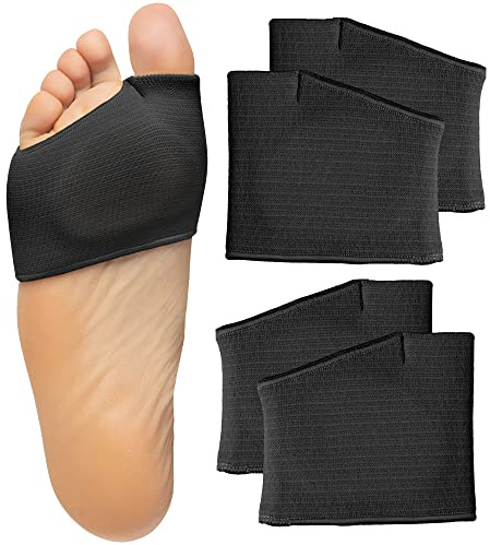ZenToes Metatarsal Pads for Men and Women - Ball of Foot Pain Relief Cushions for Sesamoiditis, Metatarsalgia, Morton's Neuroma - 2 Pairs Fabric Sleeves with Gel Inserts (Medium, Black)