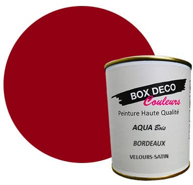 BOX DECO COULEURS Vernice per mobili in legno per interni a base di acrilico, effetto velluto-raso Aqua legno, 750 ml, 9 m², colore: Bordeaux