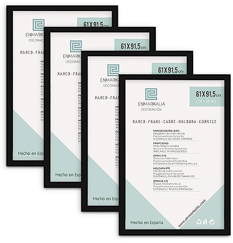 ENMARKALIA DECORACION Pack de Marcos 61x91,5 (Poster) (61 x 91,5 cm (poster) 4 uds., Negro)
