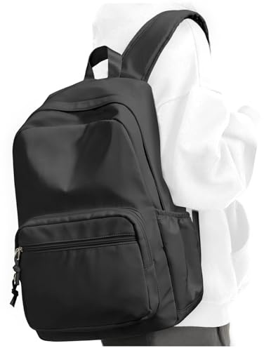 Schwarz Schulrucksack Teenager Mädchen Jungen, Rucksack Damen Herren wasserdicht Laptop Rucksack Travel School Backpack Book Bag Casual Daypack