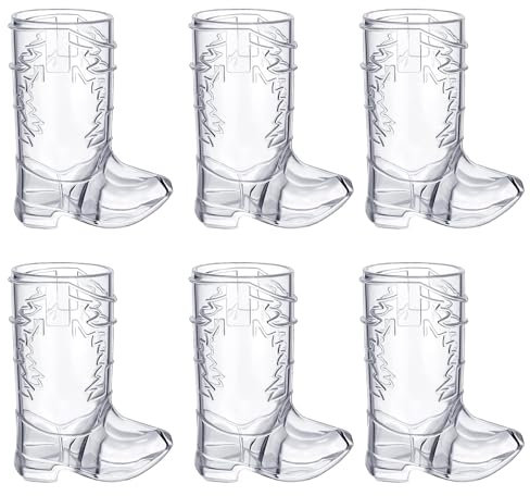 Mini Cowboy Boot Shot Glasses, 6 Pcs 1 Oz Plastic Western Beer Mugs, for Party Supplies Wedding Decorations