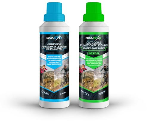SkinStar Outdoor & Vêtement fonctionnel + Wash-In Lot de 2 bouteilles de lessive et d'imprégnation 500 ml chacun
