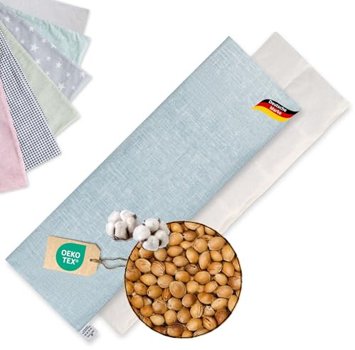 Körnerkissen Mikrowelle GROSS 60x20cm XXL : OEKO TEX Kirschkerne-Füllung | Bio Kirschkernkissen Traubenkernkissen, Wärmekissen: Schulter, Nacken, Rücken, Bauch, Beine (Blau)