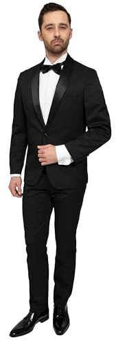 Suitable Smoking Harlem Stretch - Vêtements pour homme - Taille slim, Noir , 56