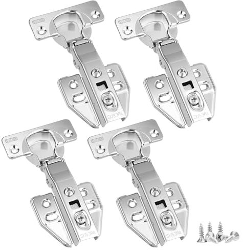 Bisagras con cierre suave, tamaño estándar, juego de 4 bisagras para puerta, bisagra para armario con ángulo de apertura de 100°, bisagra de copa ø 35 mm (4 piezas/tope de esquina)