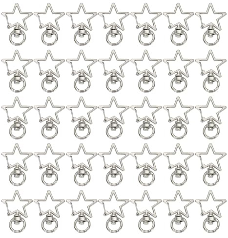 PATIKIL Swivel Lobster Clasp, 100 Pcs Star Shape Swivel Clasp Hooks Metal Snap Clips Lanyard Claw Clasps Key Chain Making Kit for DIY Crafts Purse Bag Connector Hardware, Silver Tone