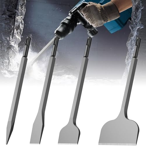 4 delar SDS Plus-5C mejselset 25 cm, ultrarobust SDS PLUS mejselset av högkvalitativt härdat stål, kakelmejsel, SDS-plus för betong och murverk för alla SDS-plus - och borrhammare