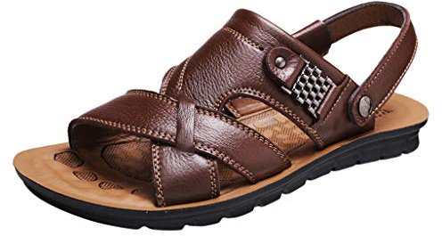 Sandaler & tofflor för män bekväma sandaler kvinnor trekking breda fötter sommarskor ledig öppen tå strandskor platta sandaler ankelremmar utomhussandaler vandringssandaler anti-svett, BRUN, 48 EU