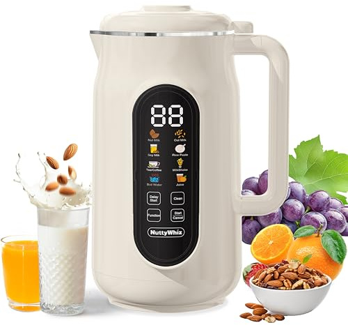 10-in-1 Nut Milk Maker Machine,10 Blade 42oz Homemade Almond, Soy, Oat, Juice, Plant-Based and Dairy Free Beverages,Automatic Almond Milk Maker, LED Panel/Delay Start/Keep Warm/Boil Water/Self Clean