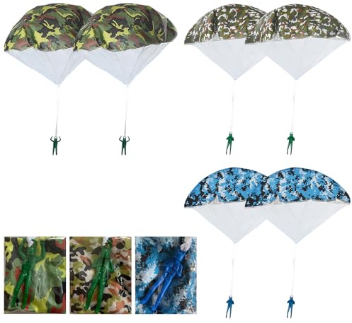 CYMYGS 6 Pcs Parachute Toys for Kids, Hand Throwing Army Men Toys for Kids, Parachute & Reusable Outdoor Hand Throw Parachutes Flying Game, Outdoor Children's Craft Creative Craft Toy