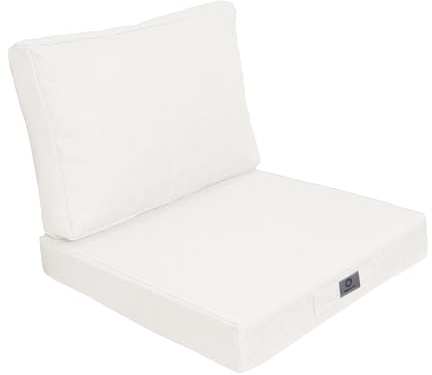 Coussins pour Salon de Jardin Déhoussable - Tissu Effet Lin - Coussins extérieur - 60x60cm - Coussin de Remplacement pour Fauteuil d'extérieur - Blanc Cassé - Déco Arts