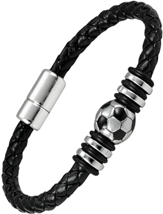 LIUYIDM Bracelet Length 14 cm, Football Bracelet School Child 2025 Boy, Football Gifts for Boys, Leather Bracelet Men, School Cone Filling Courage Gift