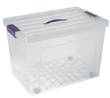 Plastic Storage Box Boxes Lid Food Container Home Office Box Lockable Stackable (50l)