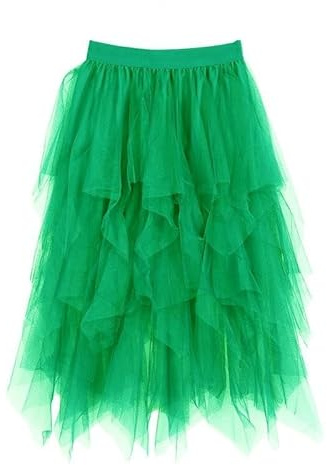 Gonna in tulle, lunga da donna, taglie grandi, con elastico a vita alta, elegante, per Carnevale, per balletto, per Carnevale, E5# - verde, XL