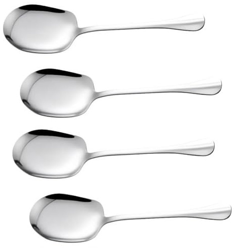 4 stycken serveringsskedar rostfritt stål 25 cm, salladsbestick med långa handtag, serveringsskedar stor rostfritt stål salladssked för bankett buffé restaurang (4)