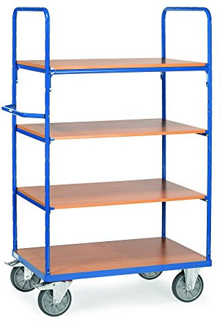 Fetra Transportgeräte mtpiec4p6 F 502 Wagen mit Tablett, 4 Einlegeböden, 269 mm, 669 mm, 1069 mm, Regal 1469 mm, 69 kg Gewicht, 1000 mm x 700 mm Plattform