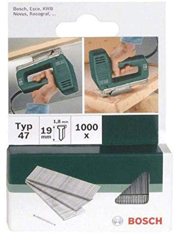 Bosch Accessories 2609255810 Set de 1000 clous d'agrafage Type 47 Longueur 19 Tête Largeur 1,8 mm Epaisseur 1,27