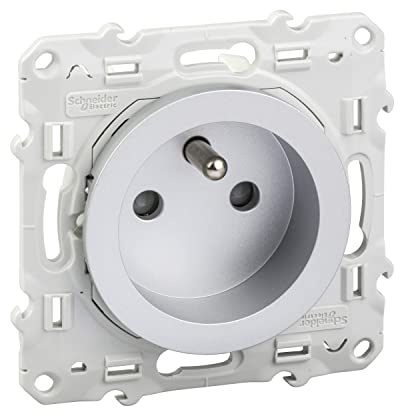 Schneider Electric - Odace, prise de courant 2P+T Alu, à vis, connexion rapide - S530059