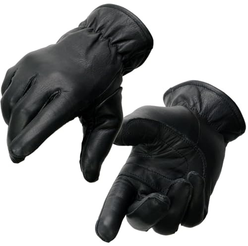 Milwaukee Leather MG7715 Women's Black Leather Thermal Lined Motorcycle Gloves w/Cinch Wrist Closure - Large