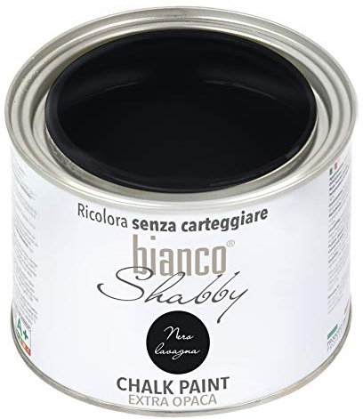 bianco Shabby® Chalk Paint Nero Lavagna Peinture à la craie pour meubles et murs, effet vintage, shabby chic, extra mat (0,5 Liters) 500 ml (Lot de 1)