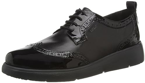 Geox D04LCI08502 Mujer Oxford Flat, Negro, 41 EU