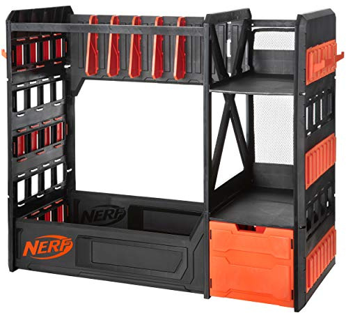 Nerf Elite Blaster Rack - Storage for up to Six Blasters, Including Shelving and Drawers Accessories, Orange and Black - Amazon Exclusive