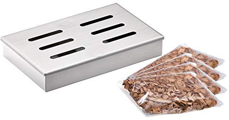 Rösle Boîte de Fumage en Acier Inoxydable 18/10 pour fumoir et Barbecue à gaz Kit Fumage 5 pièces. Argenté, Mat.