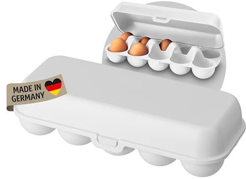 Koziol EGGS TO GO Eierbox für 10 Eier, Aufbewahrungsbox mit Clipverschluss, Eierbehälter für Kühlschrank, Eierkarton aus Kunststoff, Eieraufbewahrungsbox, Eierdose (cotton white, 10 Eier)
