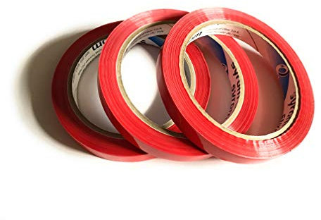 Syrom 3 Rotoli Nastro Adesivo Sigillatrice nastrino 12 mm x 66 metri per chiudi sacchetti COLORE Rosso 66 m x 3 totali