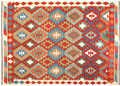 RUG PRINCE Afghan Maimana Kelim - Tappeto 200 x 300 cm, tessuto a mano, motivo geometrico, lavorato a mano