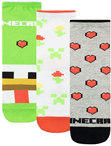 Minecraft Fille Chaussettes Pack de 3 Multicolore 37-40
