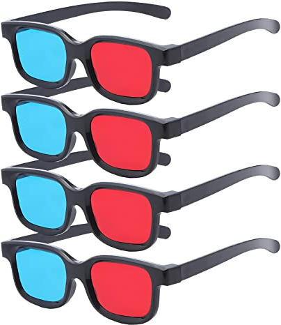 Rojo-Azul Gafas 3D, 3D Gafas de visualización para Ver películas en 3D, Juegos y Fotos en formatos Rojo-Azul. Compatible con monitores de Ordenador Normales, televisores, proyectores 4 Packs